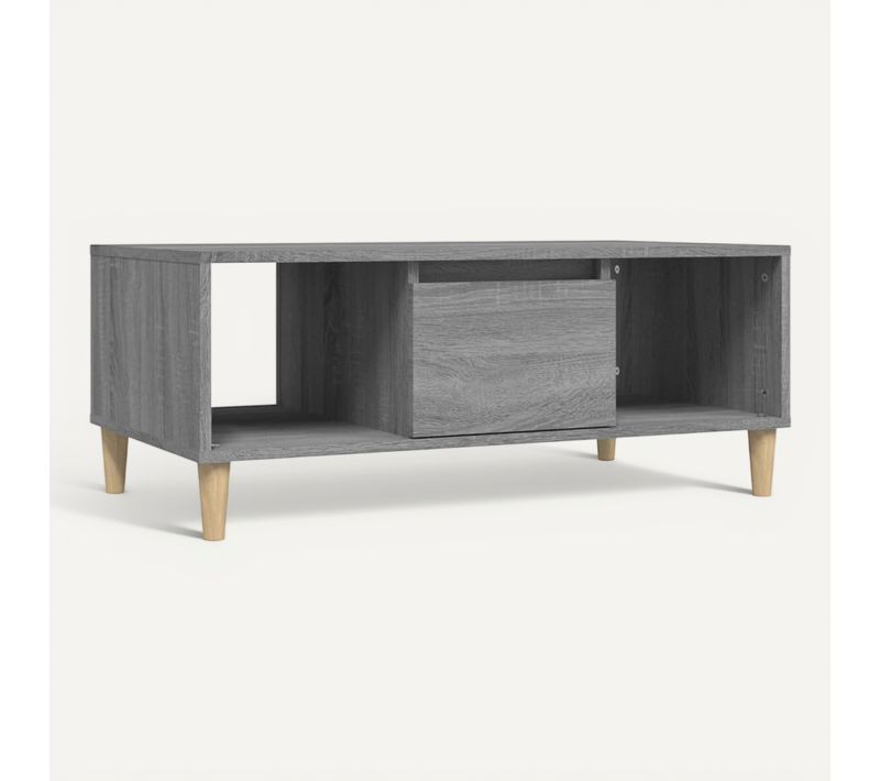 Table Basse Sonoma Gris 90x50x36,5 Cm Bois Contreplaqué