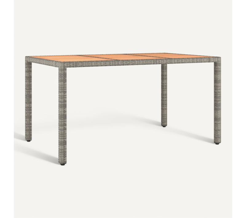 Table De Jardin Et Dessus En Bois Gris Résine Tressée Et Acacia