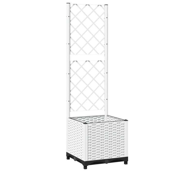 Jardinière Avec Treillis Blanc 40x40x136 Cm Pp