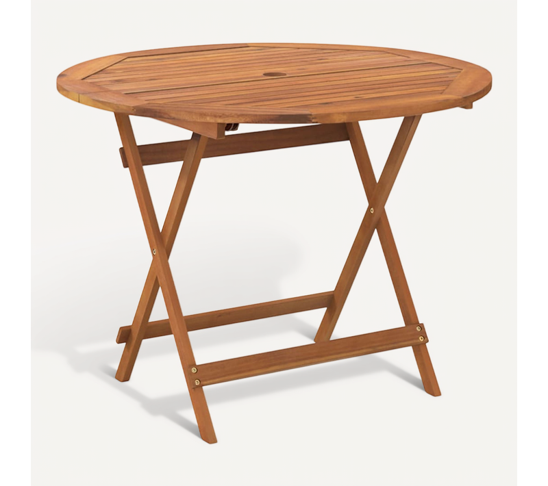 Table De Jardin Pliable Ø 90x75 Cm Bois D'acacia Solide Meuble De Terrasse Patio Extérieur