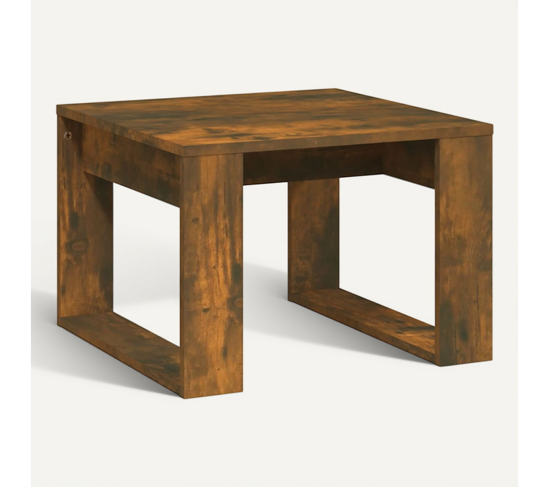 Table D'appoint Chêne Fumé 50x50x35 Cm Bois Contreplaqué