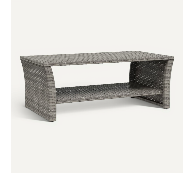 Table Basse Gris 100x50x40 Cm Résine Tressée