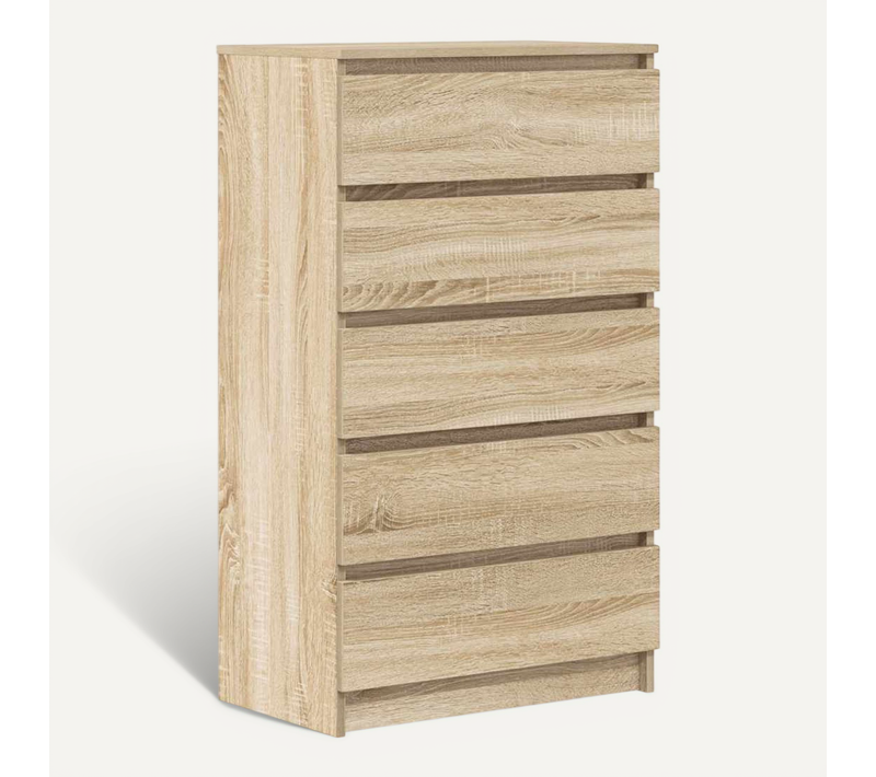 Commode Avec Tiroirs Chêne Sonoma 60x36x103 Cm Bois D'ingénierie Buffet Armoire De Rangement