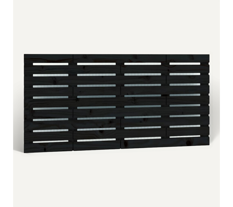 Tête De Lit Murale Noir 146x3x63 Cm Bois Massif De Pin