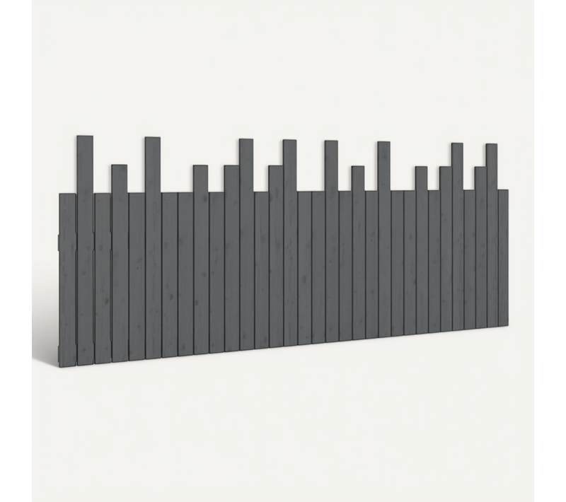Tête De Lit Murale Gris 204x3x80 Cm Bois Massif De Pin