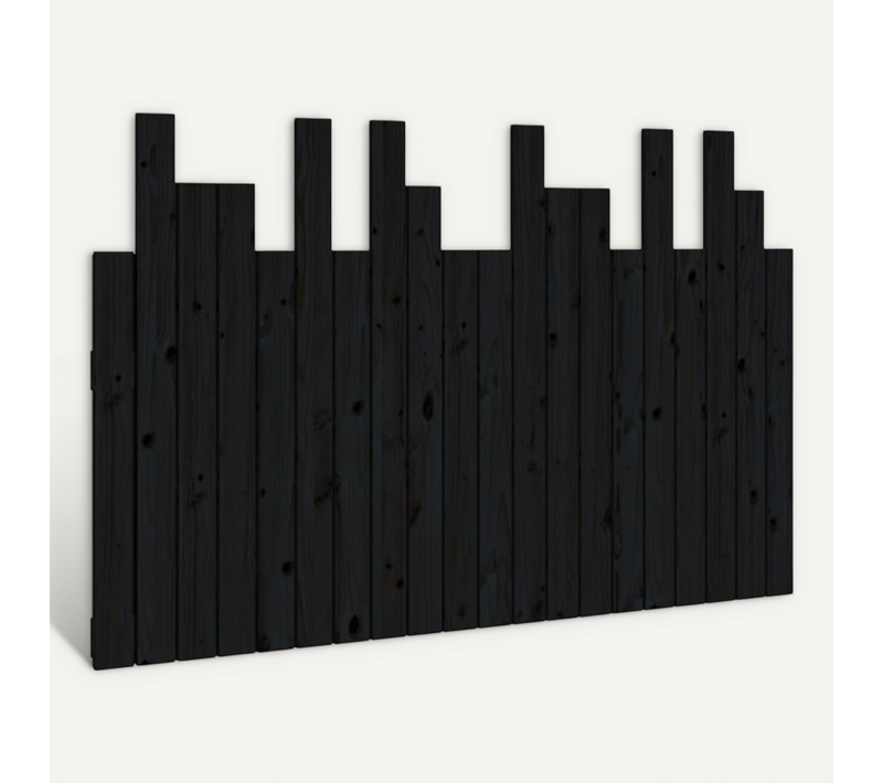 Tête De Lit Murale Noir 127,5x3x80 Cm Bois Massif De Pin