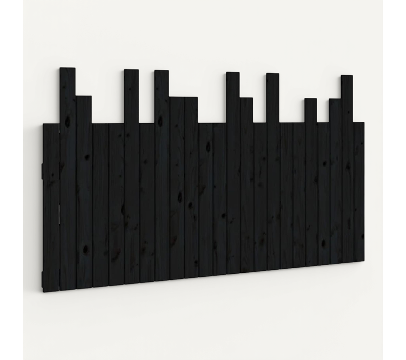 Tête De Lit Murale Noir 146,5x3x80 Cm Bois Massif De Pin