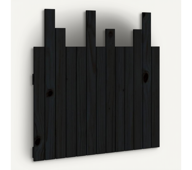 Tête De Lit Murale Noir 82,5x3x80 Cm Bois Massif De Pin