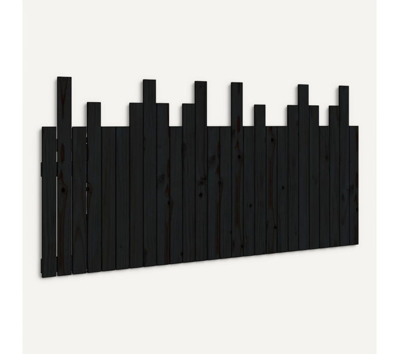Tête De Lit Murale Noir 166x3x80 Cm Bois Massif De Pin