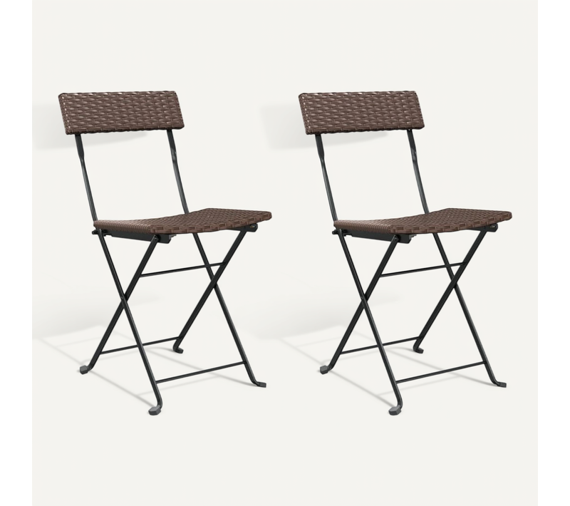 Chaises De Bistrot Pliantes Lot De 2 Résine Tressée Et Acier