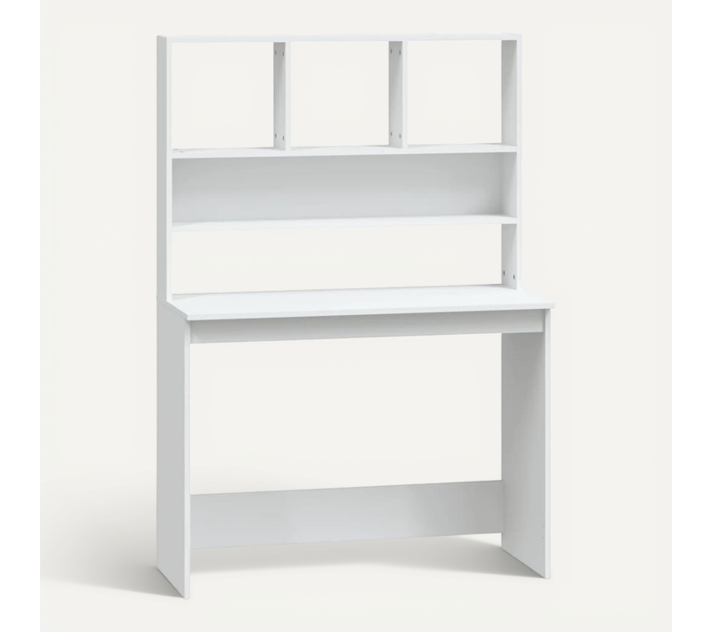 Bureau Avec étagères Blanc 102x45x148 Cm Bois Contreplaqué