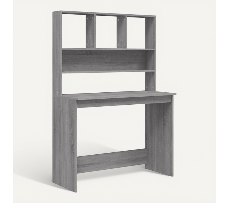 Bureau Avec étagères Sonoma Gris 102x45x148cm Bois Contreplaqué