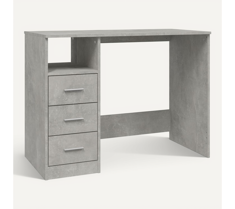 Bureau Avec Tiroirs Gris Béton 102x50x76 Cm Bois Contreplaqué
