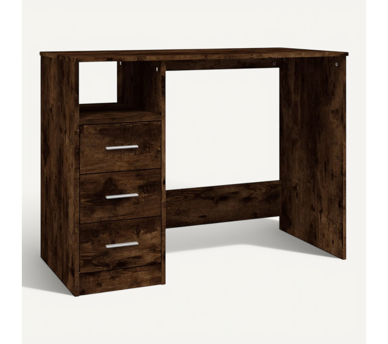 Bureau Avec Tiroirs Chêne Fumé 102x50x76 Cm Bois Contreplaqué