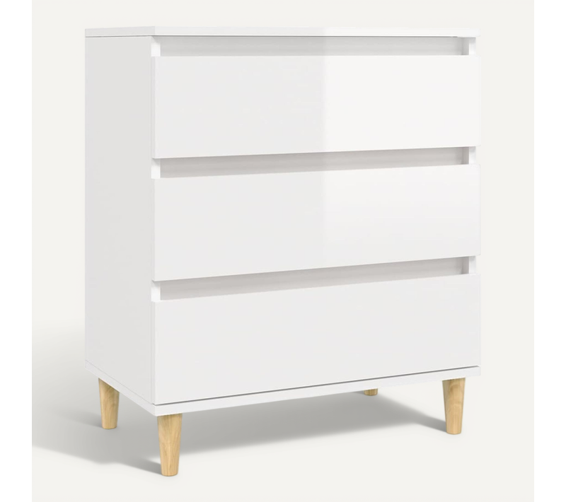 Buffet Blanc Brillant 60x35x70 Cm Bois Contreplaqué