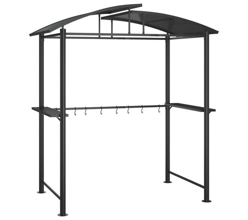 Gazebo Bbq Et Étagères Latérales Anthracite 210x114x230cm Acier