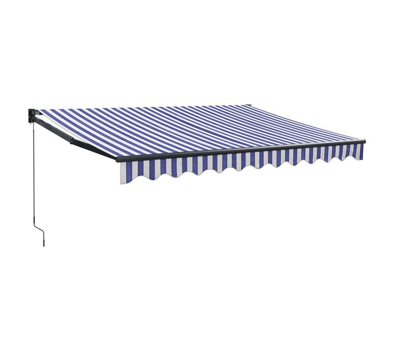 Auvent Rétractable Bleu Et Blanc 3x2,5 M Tissu Et Aluminium