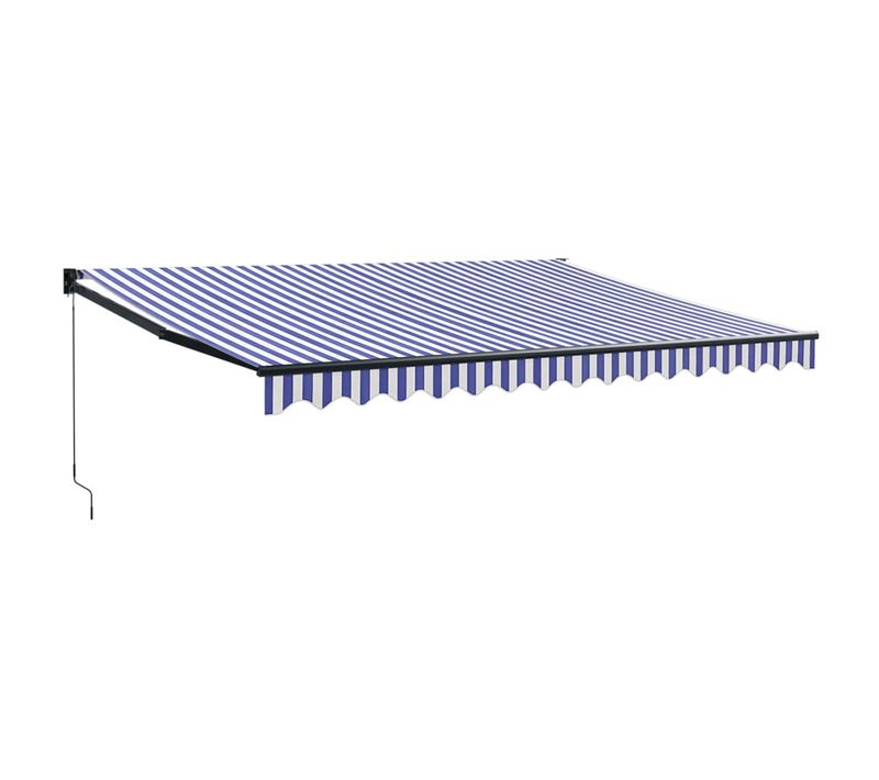 Auvent Rétractable Bleu Et Blanc 4,5x3 M Tissu Et Aluminium