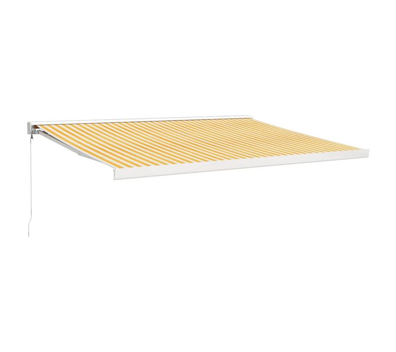 Auvent Rétractable Jaune Et Blanc 4,5x3 M Tissu Et Aluminium