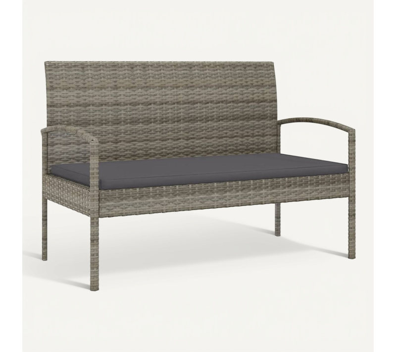 Banc De Jardin Avec Coussin Gris 105 Cm Résine Tressée