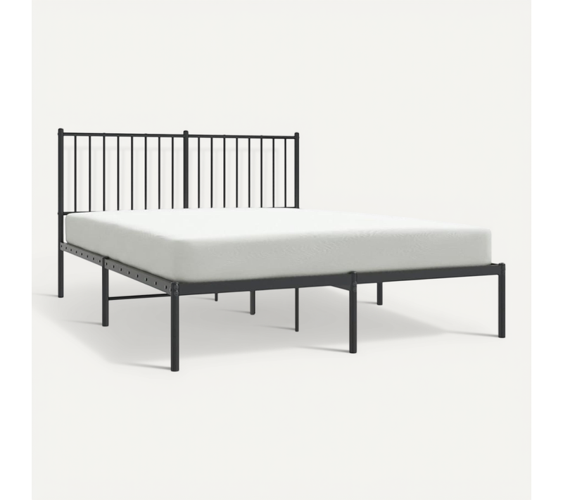 Cadre De Lit Métal Sans Matelas Avec Tête De Lit Noir 140x190cm