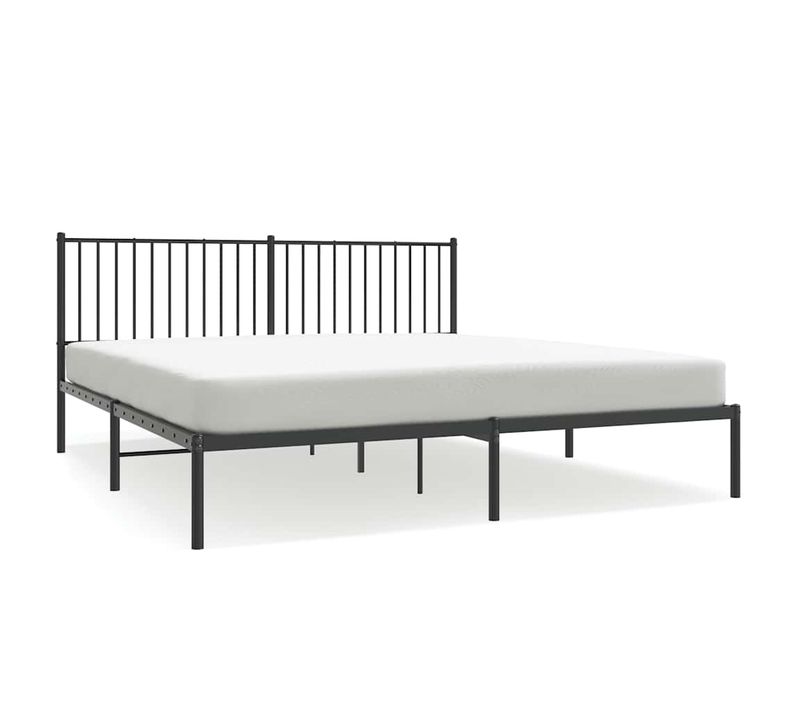 Cadre De Lit Métal Sans Matelas Avec Tête De Lit Noir 183x213cm