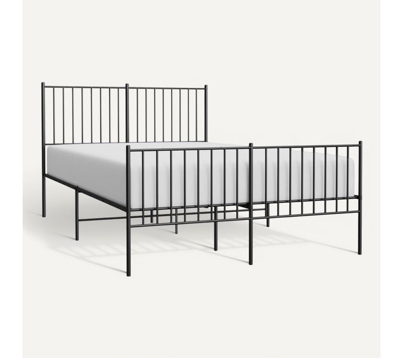 Cadre De Lit Métal Sans Matelas Avec Pied De Lit Noir 140x190cm