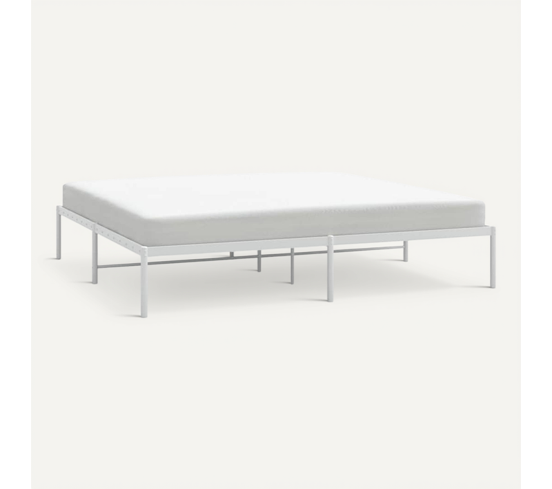 Cadre De Lit Métal Sans Matelas Blanc 180x200 Cm