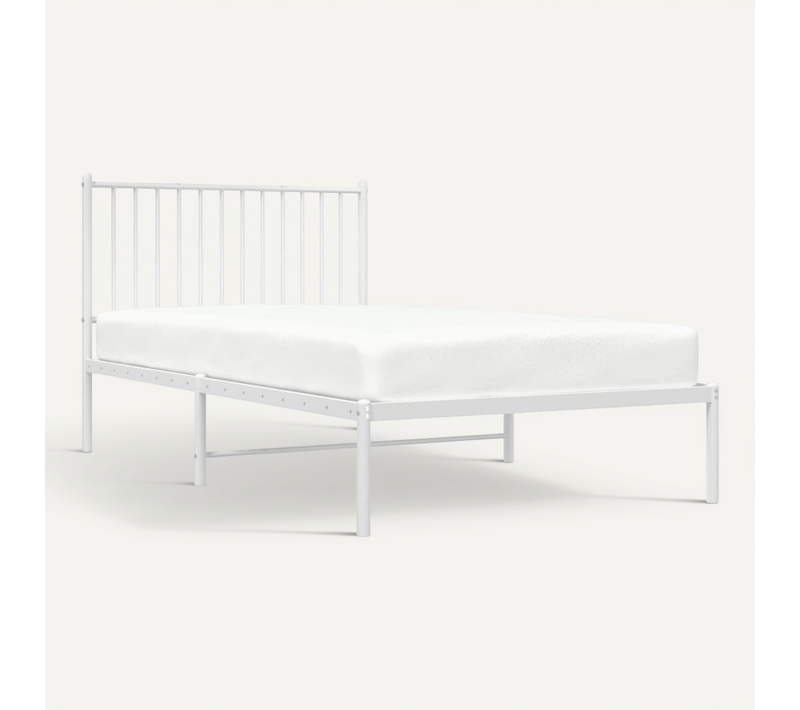 Cadre De Lit Métal Et Tête De Lit Blanc 100x190 Cm