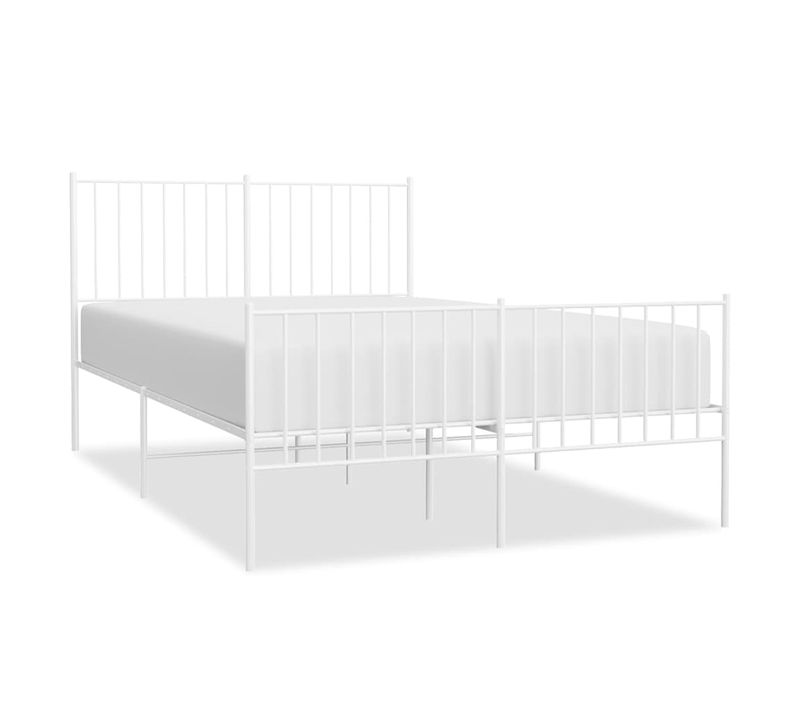 Cadre De Lit Métal Sans Matelas Et Pied De Lit Blanc 120x190 Cm