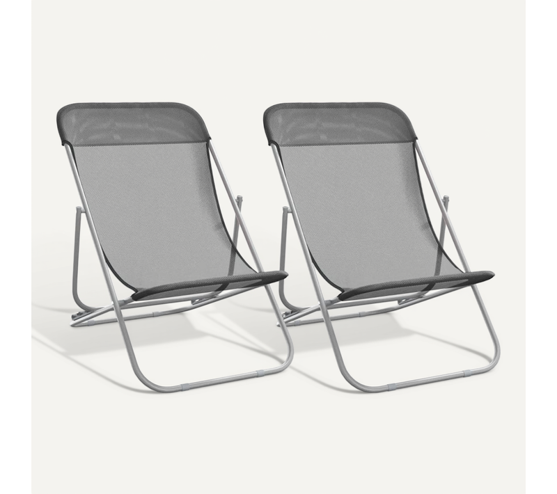 Chaises Plage Pliantes Lot De 2 Textilène Acier Enduit Poudre