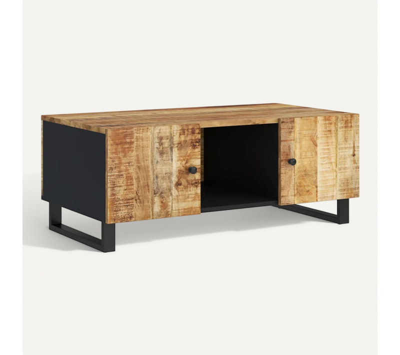 Table Basse 100x54x40cm Bois De Manguier Solide Et Contreplaqué
