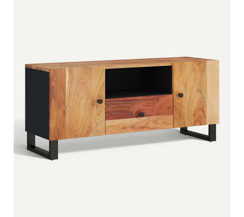 Meuble TV 105x33,5x46 Cm Bois D'acacia Solide Et Contreplaqué