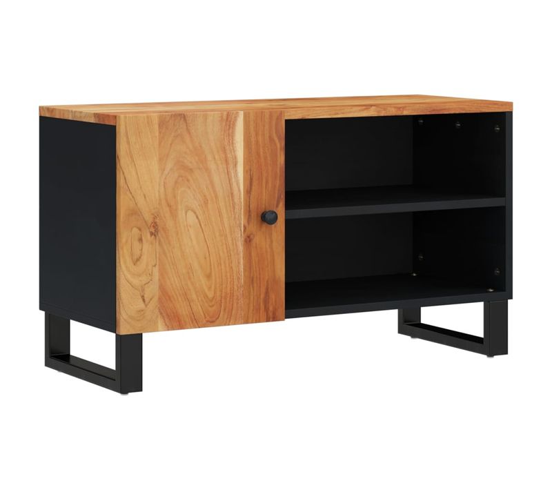 Meuble TV 80x33x46 Cm Bois D'acacia Solide Et D'ingénierie