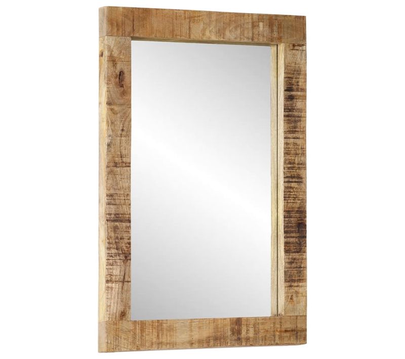 Miroir 70x50 Cm Bois De Manguier Massif Et Verre