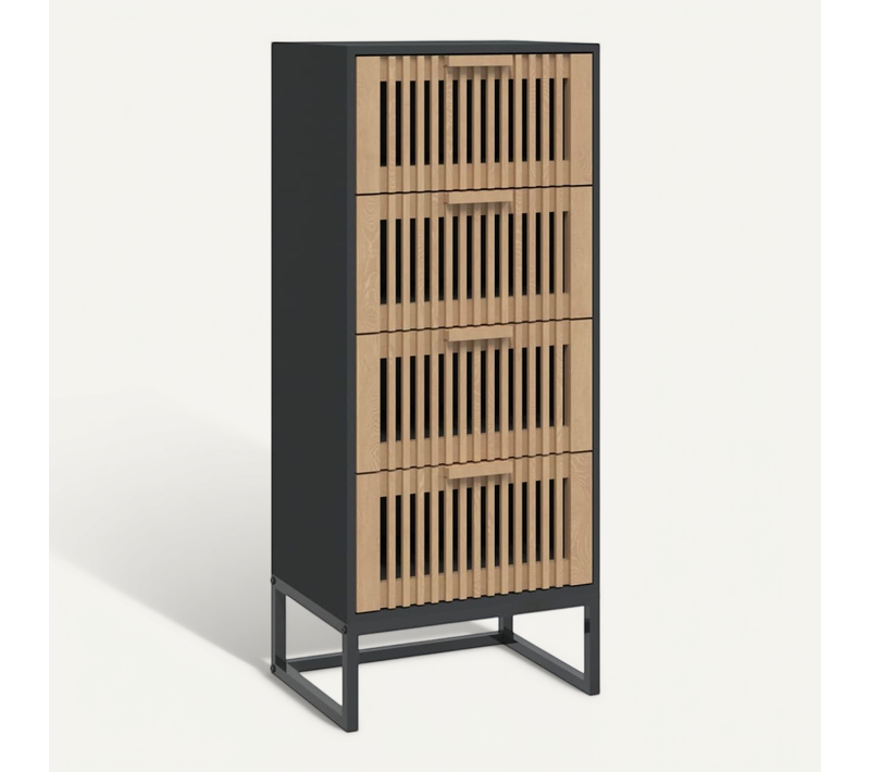 Buffet Haut Noir 40x30x95 Cm Bois Contreplaqué