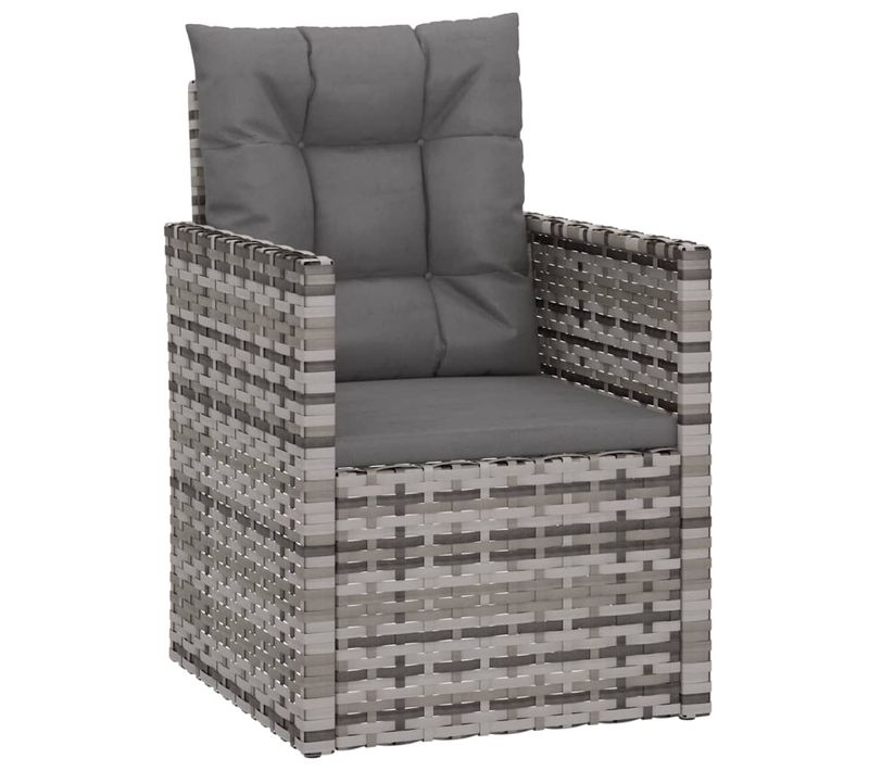 Fauteuil De Jardin Avec Coussins Gris Résine Tressée Chaise Siège Patio Terrasse Extérieur