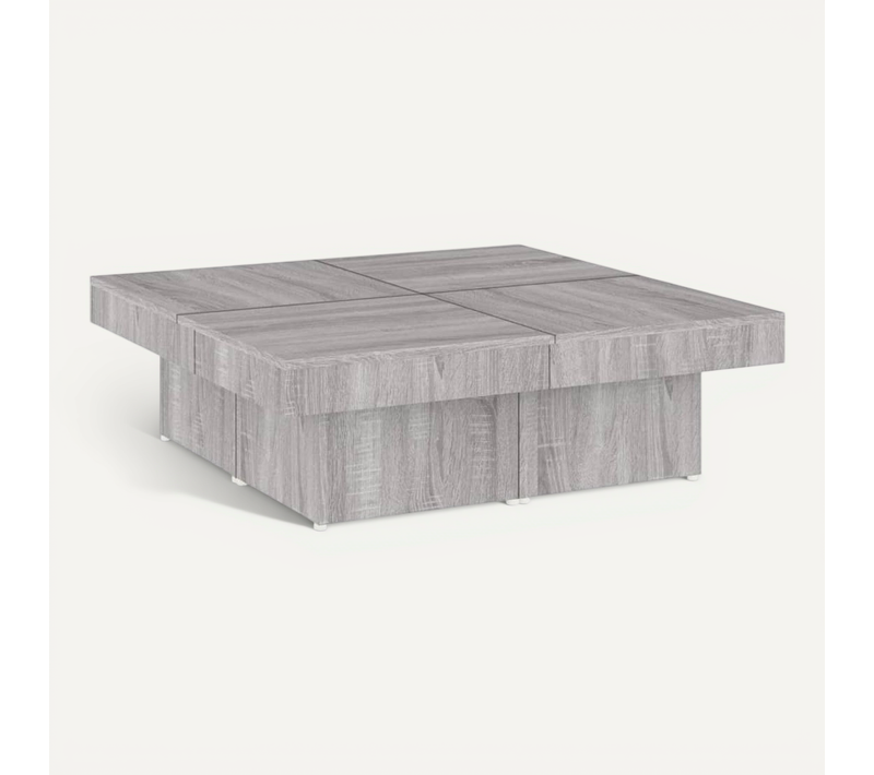Table Basse Sonoma Gris 90x90x28 Cm Bois Contreplaqué