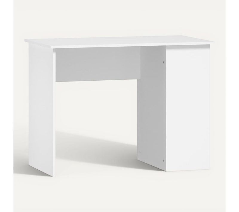 Bureau 100 X 55 X 75 Cm En Bois Contreplaqué Blanc Avec 2 étagères, Minimaliste Et Mural
