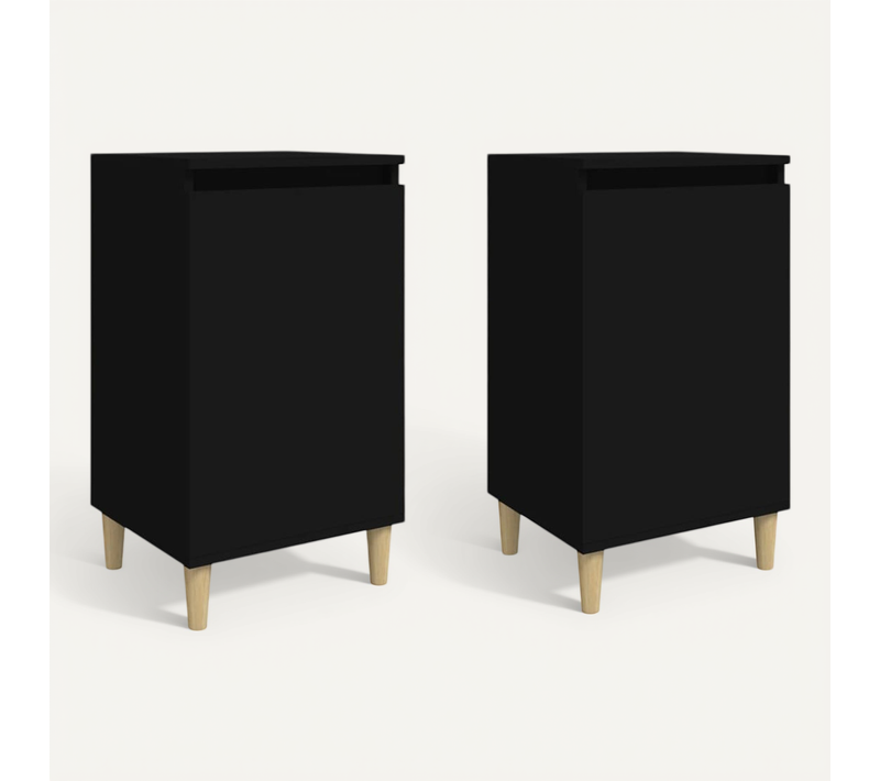 Tables De Chevet 2 Pièces Noir 40x35x70 Cm Bois Contreplaqué