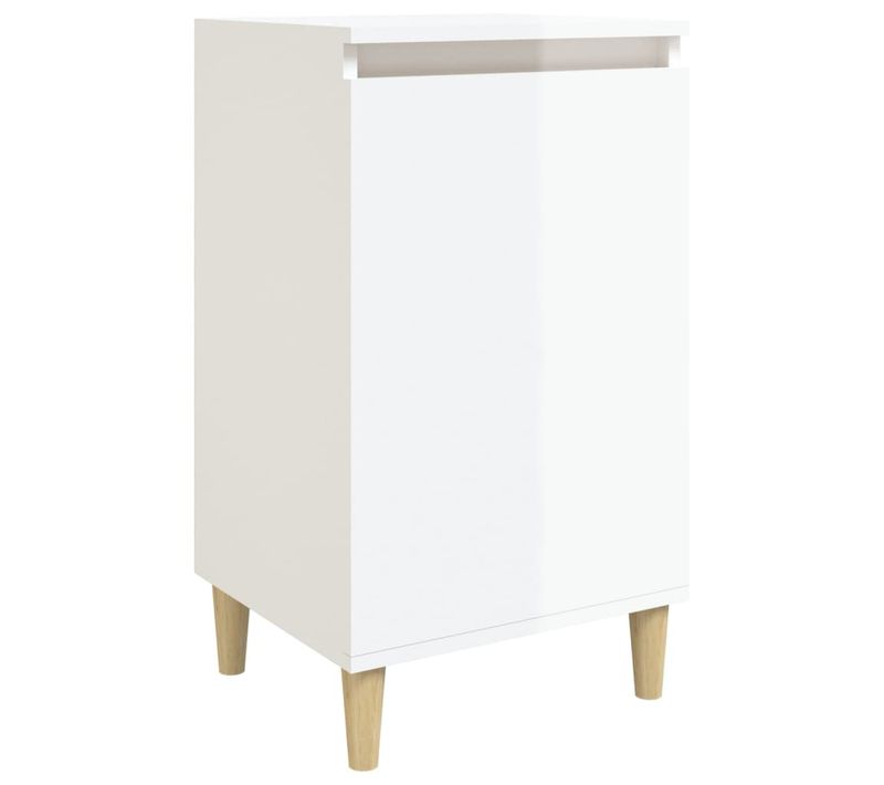 Table De Chevet Blanc Brillant 40x35x70 Cm Bois Contreplaqué