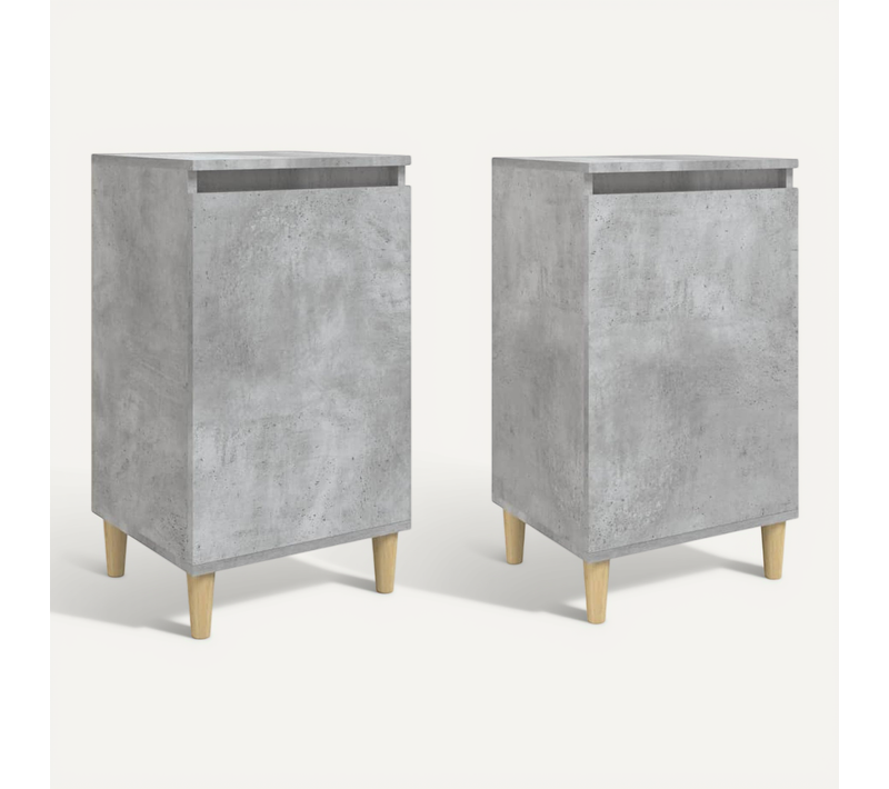 Tables De Chevet 2 Pièces Gris Béton 40x35x70 Cm Bois Contreplaqué