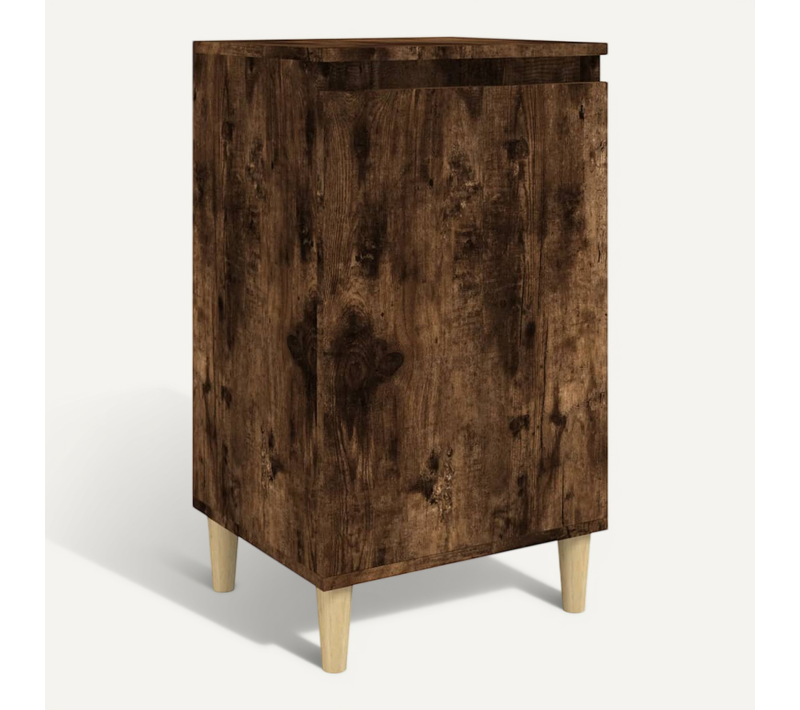 Table De Chevet Chêne Fumé 40x35x70 Cm Bois Contreplaqué