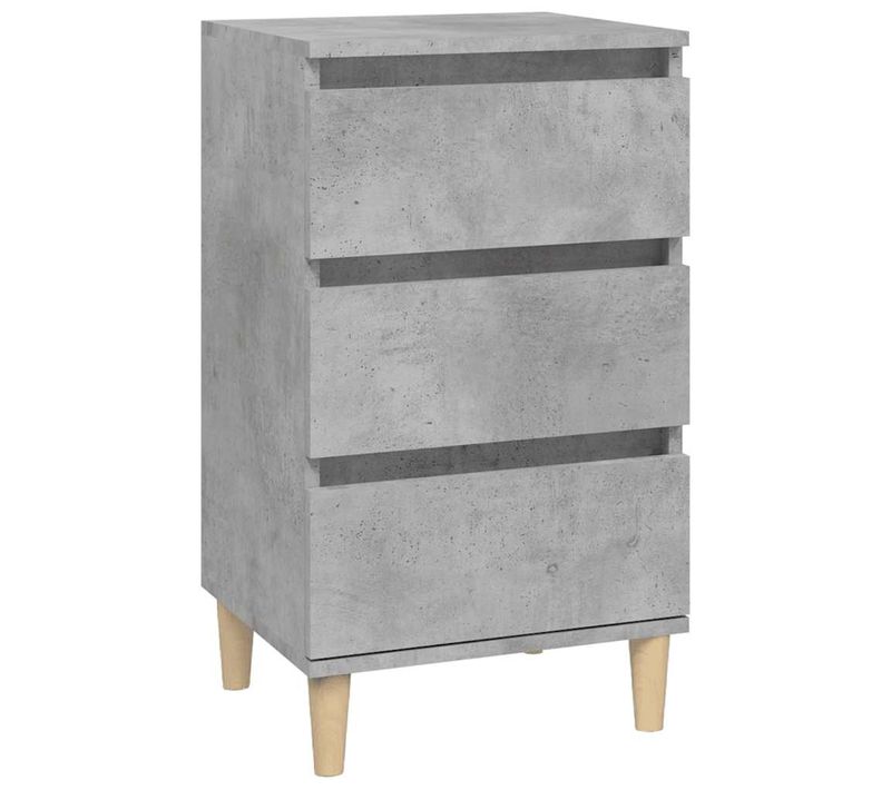 Table De Chevet Gris Béton 40x35x70 Cm Bois Contreplaqué