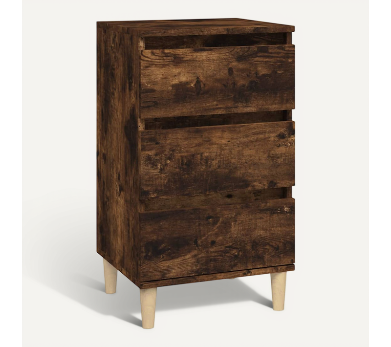 Table De Chevet Chêne Fumé 40x35x70 Cm Bois Contreplaqué