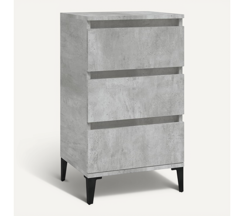 Table De Chevet Gris Béton 40x35x70 Cm Bois Contreplaqué