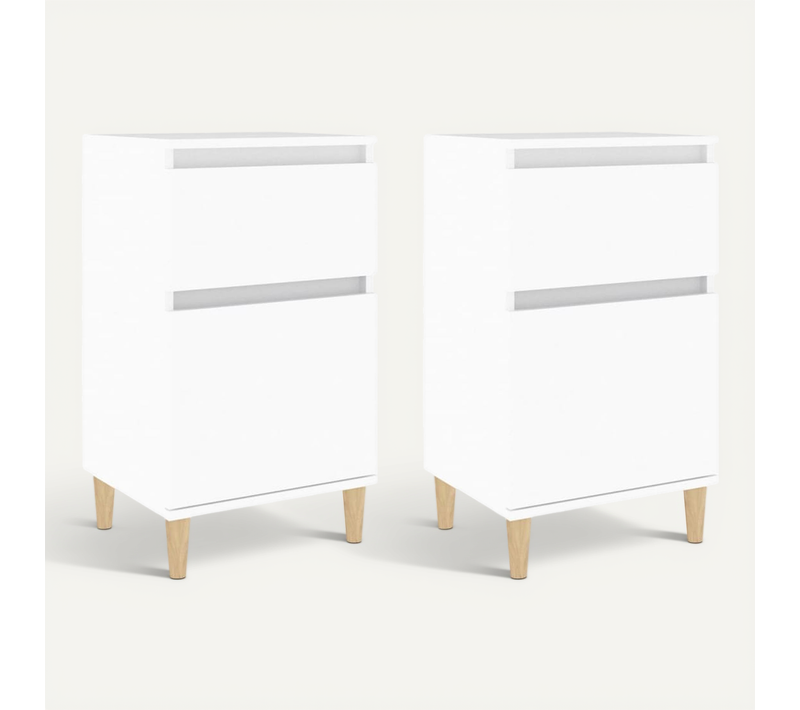 Tables De Chevet 2 Pièces Blanc 40x35x70 Cm