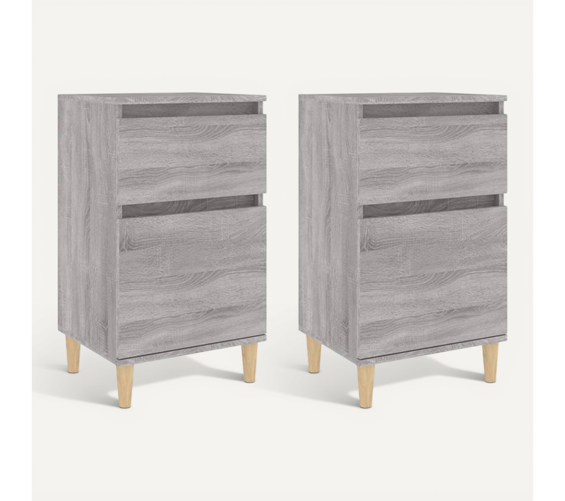 Tables De Chevet 2 Pièces Sonoma Gris 40x35x70 Cm