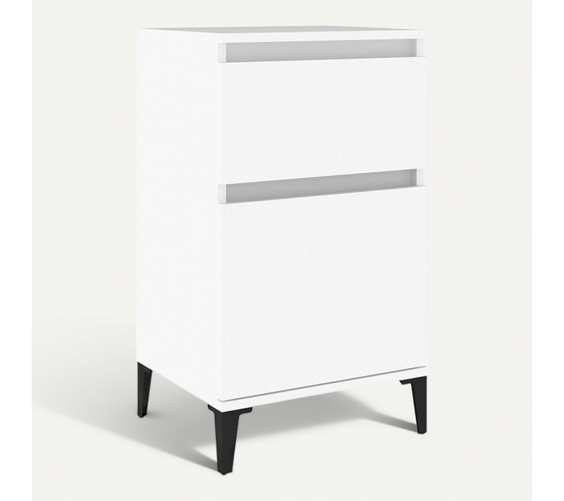 Table De Chevet Blanc 40x35x70 Cm
