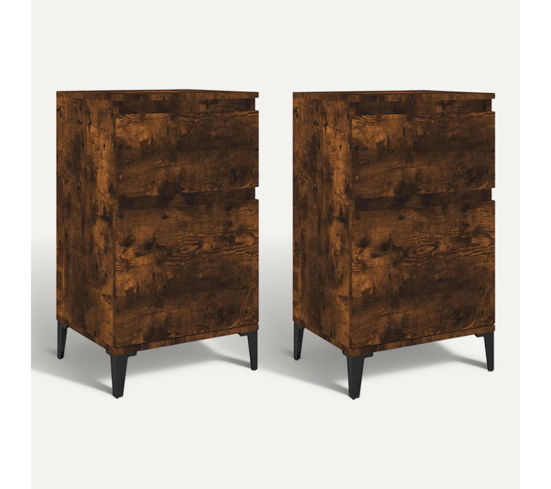 Tables De Chevet 2 Pièces Chêne Fumé 40x35x70 Cm